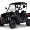 A black utility vehicle with its doors open.