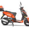 A scooter with a red and black color scheme.